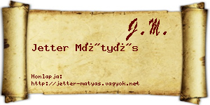 Jetter Mátyás névjegykártya
